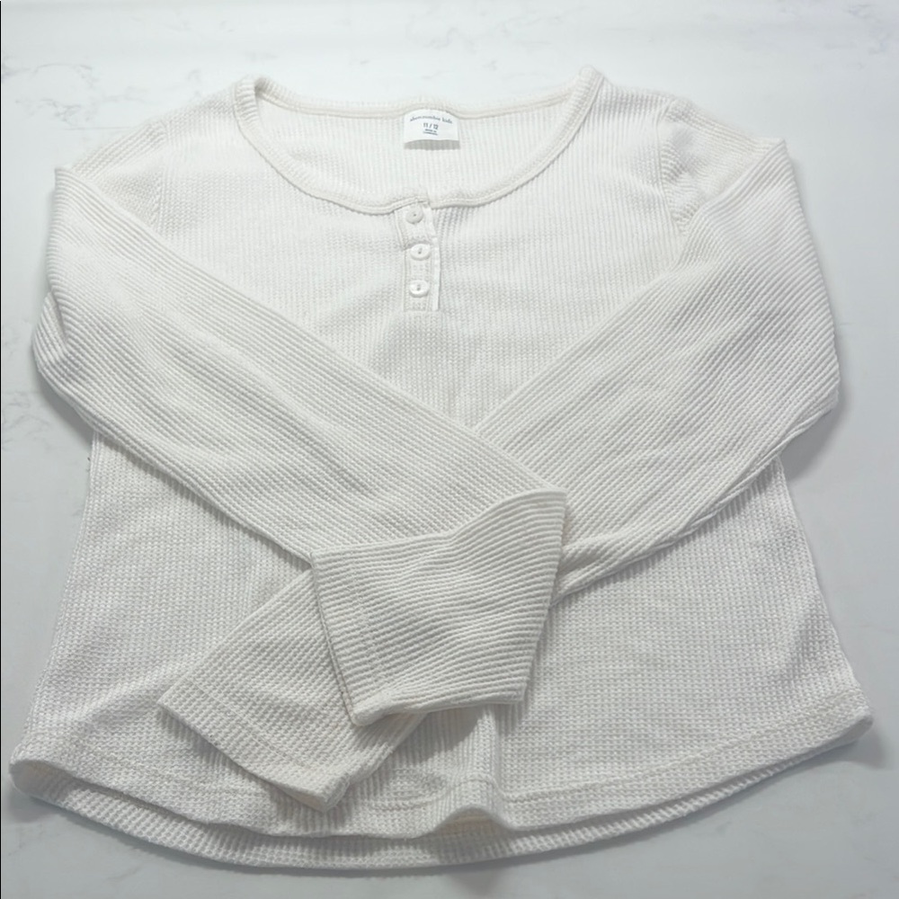 Abercrombie Kids White Long Sleeve Henley Top